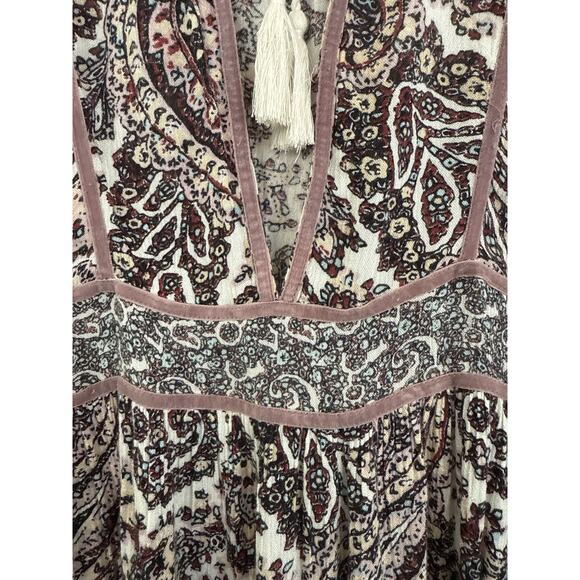 American Eagle Women M Boho Peasant Top Paisley Flowy Romantic Victorian Cottage - Picture 4 of 11